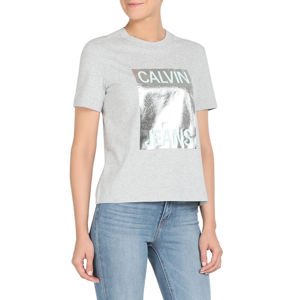 Calvin Klein dámské šedé tričko Silver - M (38)